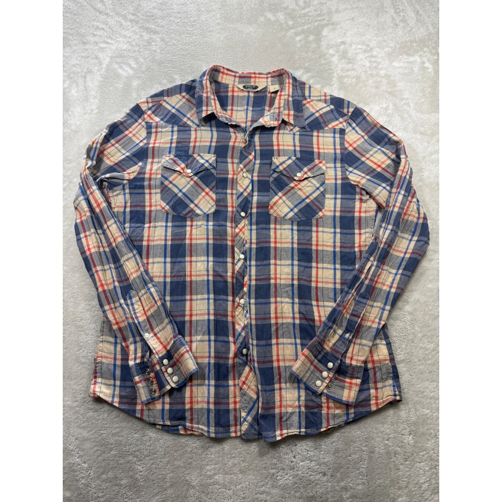 Salt Valley Mens Western Pearl Snap Plaid Long Sleeve Shirt XL